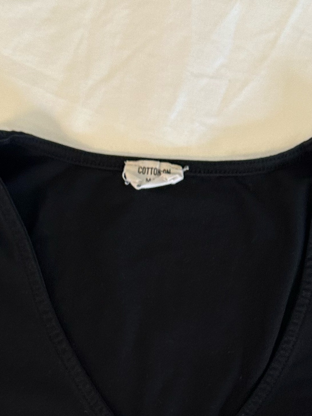 Cotton On Black V-Neck Wrap Short Sleeve Crop Top